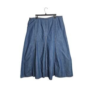 VNTG The Territory Ahead Denim Flare Maxi Skirt Sz 16 XL 100% Cotton Prairiecore